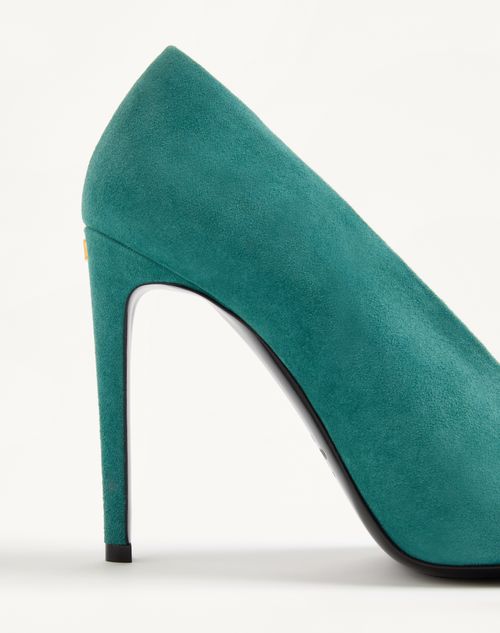 Valentino Garavani - Open Toe Révélé Suede Pumps 105mm - Aquamarine - Woman - Pumps