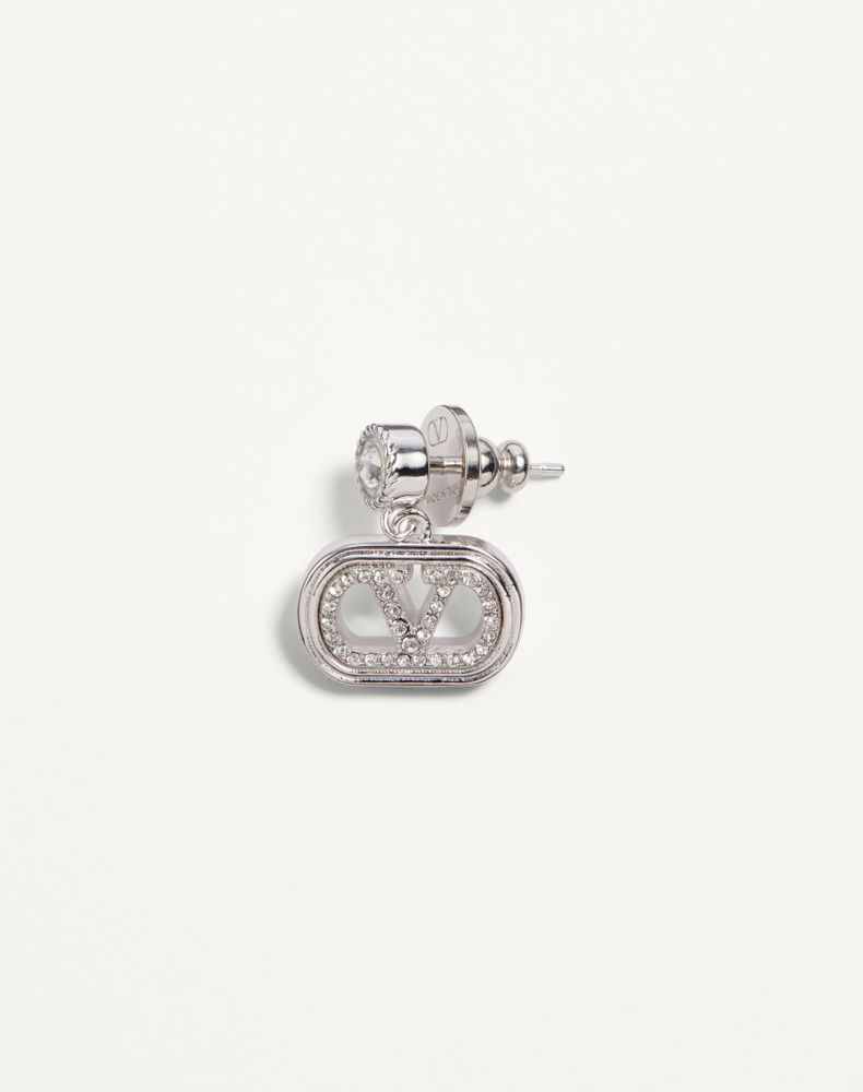 Valentino Garavani Ovalette Metal And Swarovski Crystal Earrings Woman Rhodium Uni