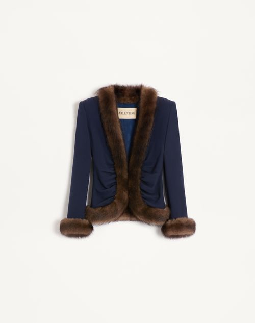 Valentino - Wool Crepe Jacket - Indigo - Woman - Jackets And Blazers