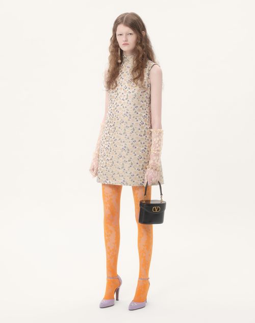 Valentino - Pantimedias De Encaje De Lycra - Flower Orange - Mujer - Accesorios Suaves