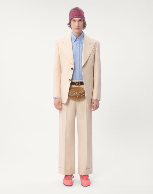 Valentino - Single-breasted Wool Gabardine Jacket - Ivory - Man - Coats And Blazers