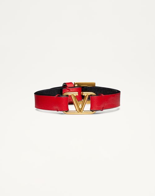 Valentino Garavani - Vlogo Signature Calfskin Bracelet - Pure Red/black - Woman - Jewelry