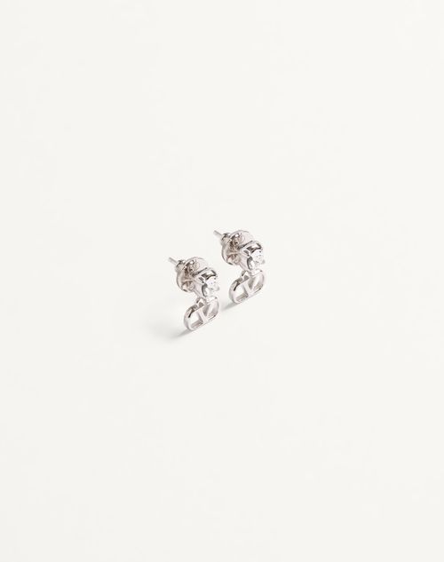 Valentino Garavani - Vlogo Signature Earrings In Metal And Swarovski® Crystals - Rhodium - Woman - Jewellery