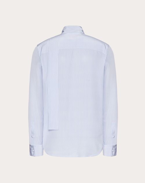 Valentino - 네크라인 스카프 디테일 실크 셔츠 - 애저 블루 - 남성 - 셔츠