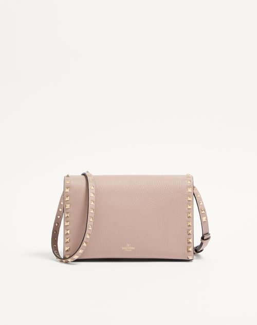 Valentino Garavani - Small Rockstud Grainy Calfskin Crossbody Bag - Poudre - Woman - Bags
