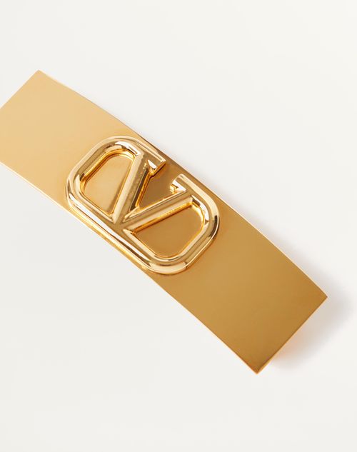 Valentino Garavani - Vlogo Signature Metal Hair Clip - Gold - Woman - Hair Accessories