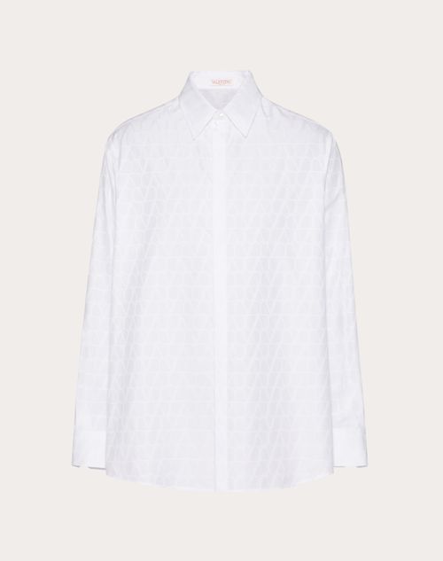 Valentino - Cotton Poplin Shirt With Toile Iconographe Pattern - White - Man - Ready To Wear