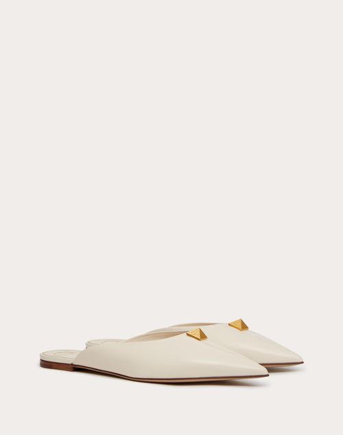 Valentino Garavani - Roman Stud Flat Mule In Calfskin - Light Ivory - Woman - Woman View All