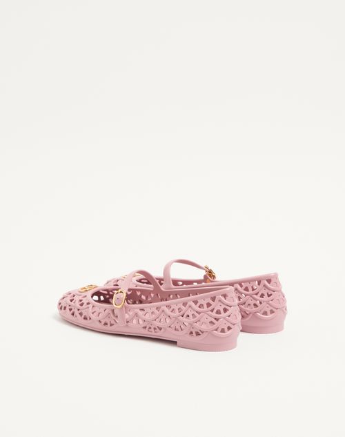 Valentino Garavani - Ondette Rubber Ballerina With Scallop Pattern 05mm - Pink - Woman - Shelf - W Shoes - Ballerinas