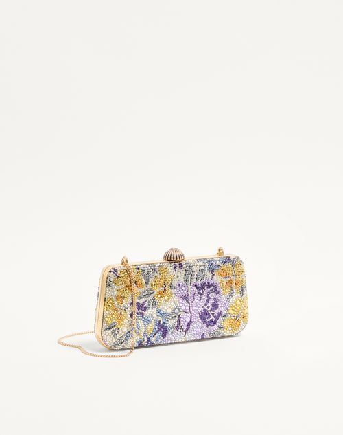 Valentino Garavani - Valentino Garavani Carry Secrets Minaudiere With Flowerism Rhinestone Motif - Multicolour/crystal - Woman - Shelf - W Bags - Evening Bags