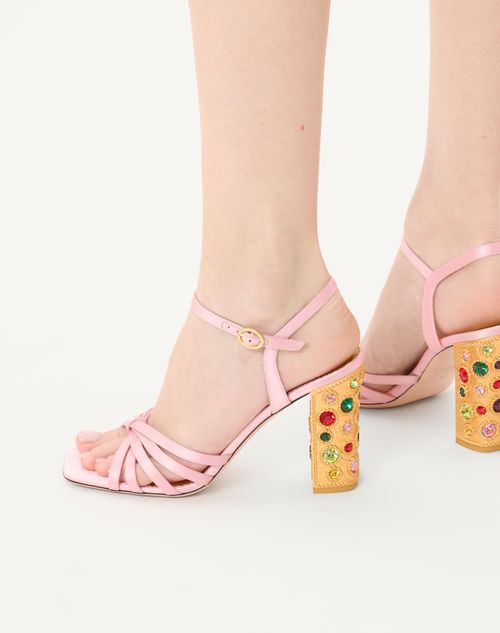 Valentino Garavani - Preshoes Satin Sandal With Crystals 90mm - Rose Couture/multicolour - Woman - Sandals
