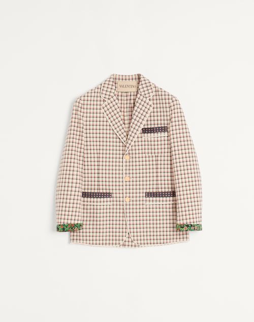 Valentino - チェックパターン & プリントエッジ コットン シングルブレスト ジャケット - イエロー/ブラック/レッド - メンズ - コート＆ブレザー