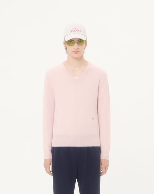 Valentino - Valentino Cashmere Sweater With Butterfly Embroidery - Pink - Man - Knitwear