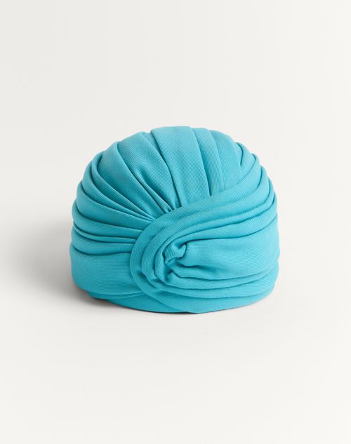 Valentino Garavani - Rigid Wool Turban - Celestial Blue/gold - Woman - Hats And Gloves