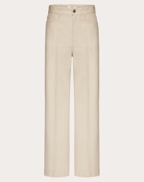 Valentino - Five-pocket Cotton Gabardine Trousers - Sand - Man - Trousers And Shorts