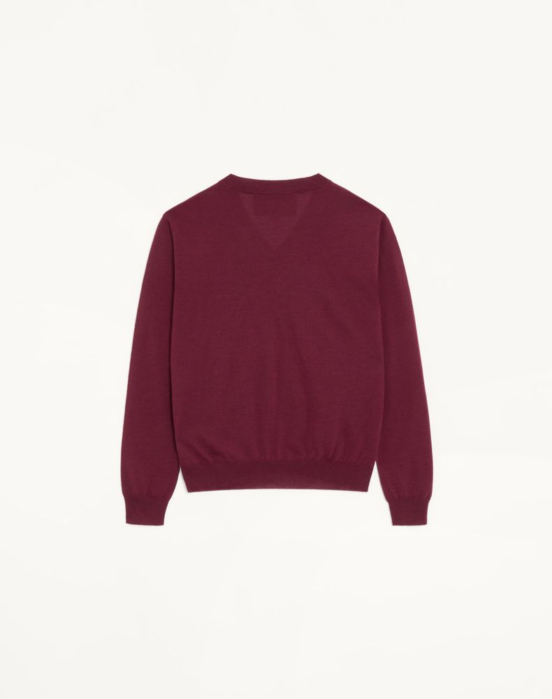 Valentino V-Neck Wool Jumper With Vg Embroidery Man Maroon Xxl