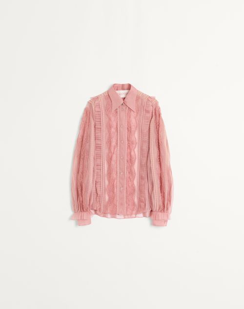 Valentino - Embroidered Organza Shirt - Blush Rose - Woman - Shirts And Tops