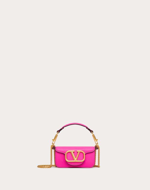 Valentino Garavani - Locò Micro Bag In Calfskin Leather With Chain - Pink Pp - Woman - Bags