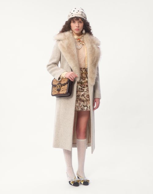 Valentino Garavani - Valentino Garavani 9to5 Shoulder Bag In Animalier Pony Effect Calfskin - Beige/testa Di Moro - Woman - Valentino Garavani 9to5