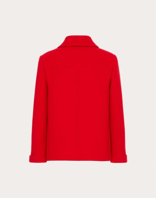 Valentino - Texture Double Crepe Peacoat - Red - Woman - Jackets And Blazers