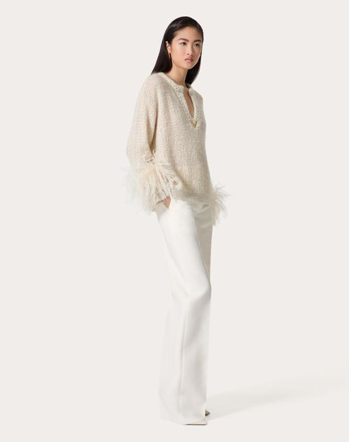 Valentino - Sweater In Lurex Mohair And Sequin Thread - Ivory - Woman - Partywear