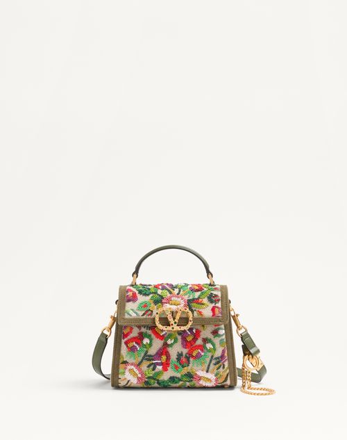 Valentino Garavani - Valentino Garavani Mini Vsling Embroidered Handbag With Jewel Logo - Natural/multicolour - Woman - Top Handle Bags