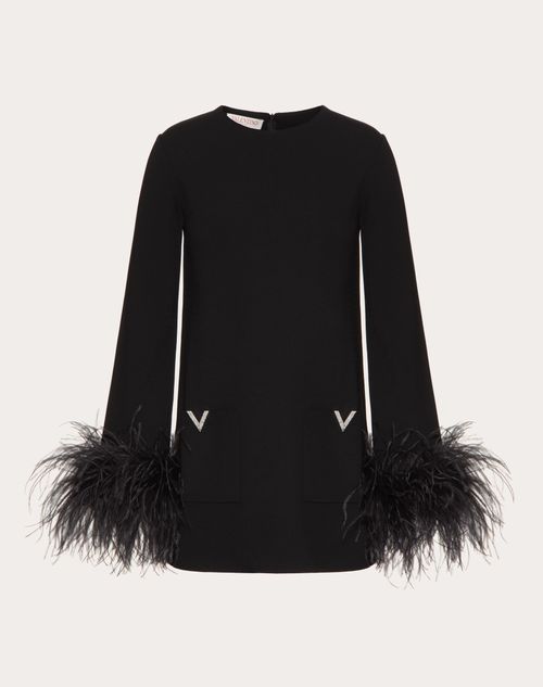 Valentino - Stretched Viscose Sweater With Feathers - Black - Woman - Shelf - Pap 