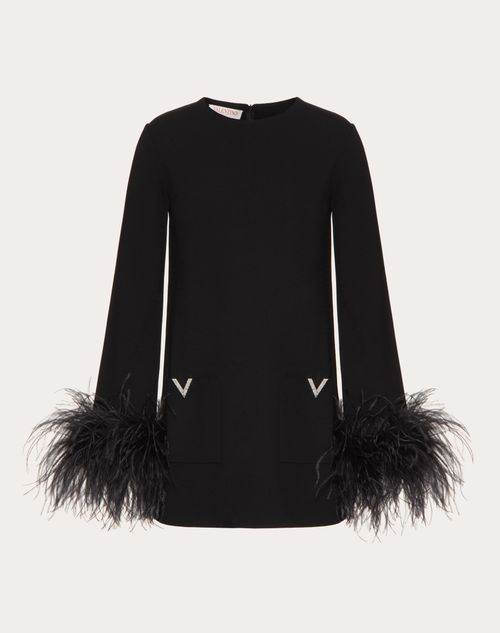 Valentino - Stretched Viscose Jumper With Feathers - Black - Woman - Knitwear