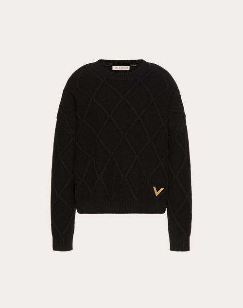 Valentino - V Gold Wool Sweater - Black - Woman - Sweaters