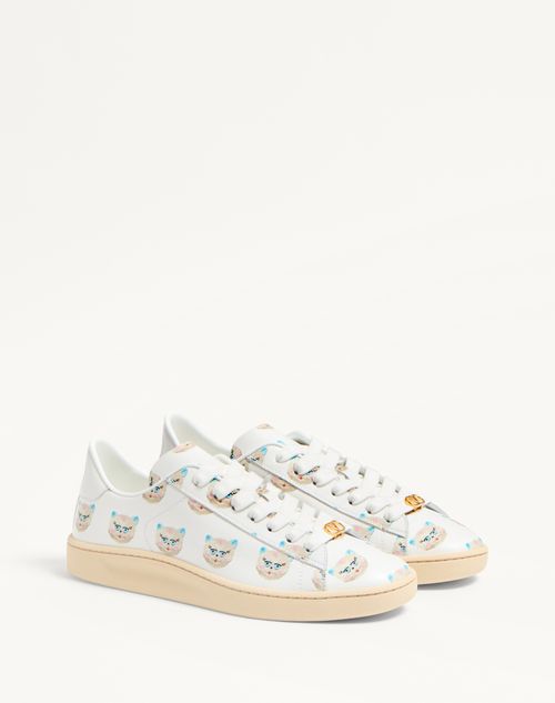 Valentino Garavani - Royco Trainer In Nappa Calfskin With Le Chat De La Maison Pattern - White - Woman - Trainers