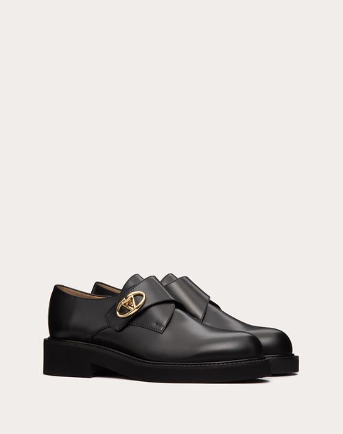 Valentino Garavani - Vlogo Locker Single Monk In Calfskin 55mm - Black - Woman - Loafers & Oxford