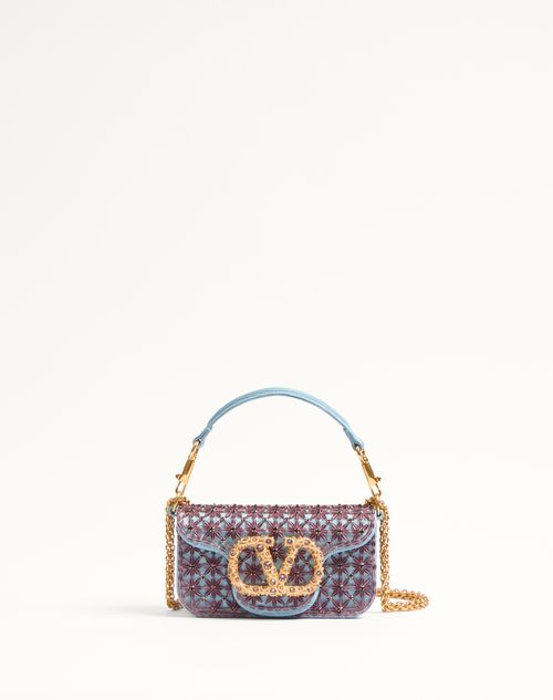 Valentino Garavani - Valentino Garavani Locò Small Embroidered Shoulder Bag With Jewel Logo - Violet - Woman - Shoulder Bags