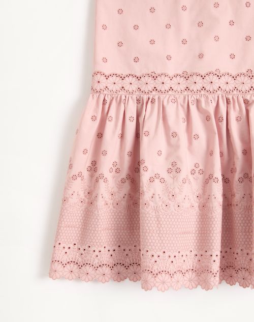 Valentino - Midi Dress In Sangallo With Fleur A Jours Margheritine - Pink - Woman - Dresses