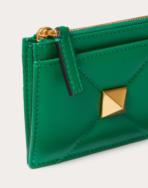 Valentino Garavani - Roman Stud Nappa Leather Coin Purse With Zipper - Green - Woman - Accessories