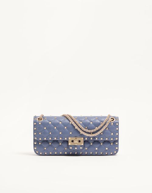 Valentino Garavani - Bolso De Hombro Mediano Valentino Garavani Rockstud Spike De Cabritilla - Dusk Blue - Mujer - Bolsos De Hombro