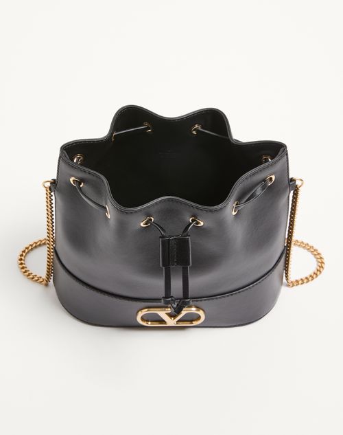 Valentino Garavani - Mini Vlogo Signature Bucket Bag In Nappa Leather - Black - Woman - Vlogo Signature
