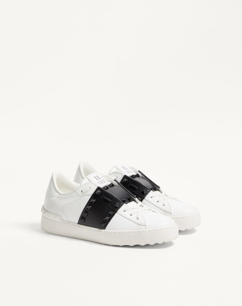 Valentino Garavani Rockstud Untitled Sneaker In Calfskin Leather With Tonal Studs Woman White/ Black 39.5
