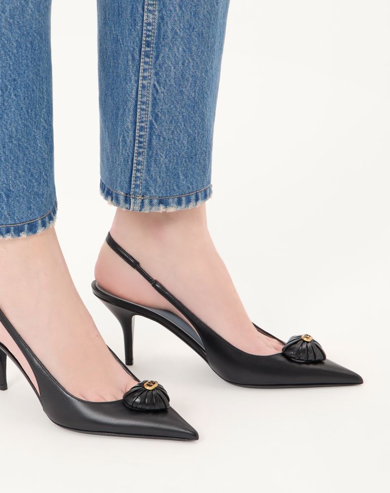 Valentino Garavani Coeur Royal Slingback Pumps In Kidskin 75Mm Woman Black 37.5