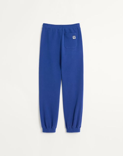 Valentino - Cotton Jogging Trousers With Chez Valentino Patch - Blue - Man - Trousers And Shorts