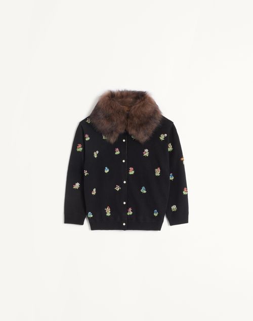 Valentino - Embroidered Cardigan - Black - Woman - Knitwear