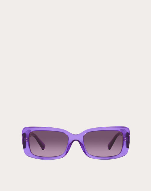 Valentino - Vlogo Signature Rectangular Acetate Frames - Purple - Woman - Eyewear