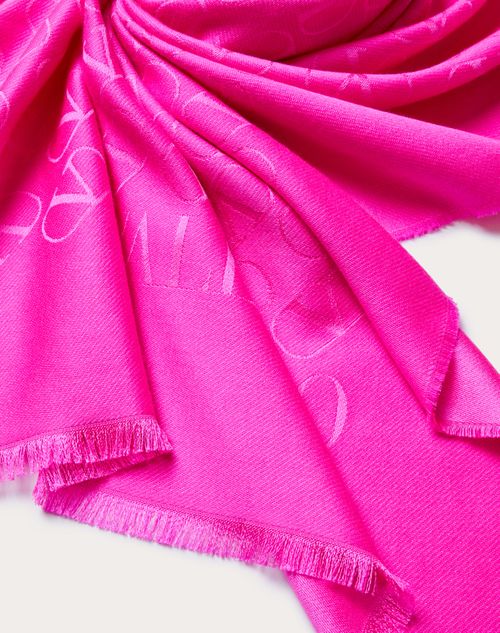 Valentino Garavani - Étole Vlogo Signature En Soie Et Laine 70 x 200 - Pink Pp - Femme - Accessoires Textiles