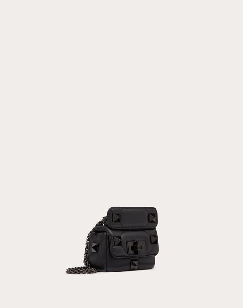 Valentino Garavani - Mini Roman Stud The Shoulder Bag In Nappa Leather With Chain - Black - Woman - Mini Bags