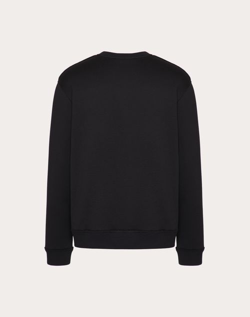 Valentino - Cotton Crewneck Sweatshirt With Black Untitled Studs - Black - Man - Man Ready To Wear Sale
