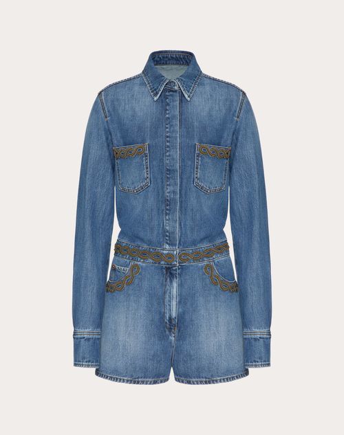 Valentino - Mono Bordado De Medium Blue Denim - Denim - Mujer - Denim