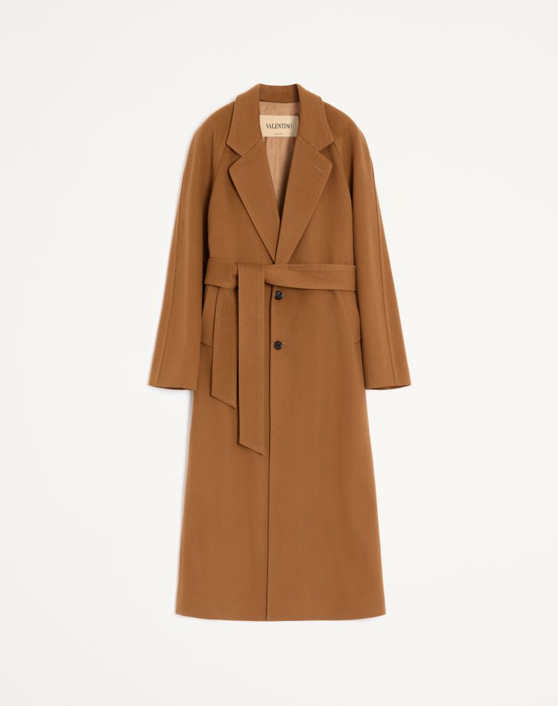 Manteau Laine Drap Léger Ceinture Cuir — Valentino