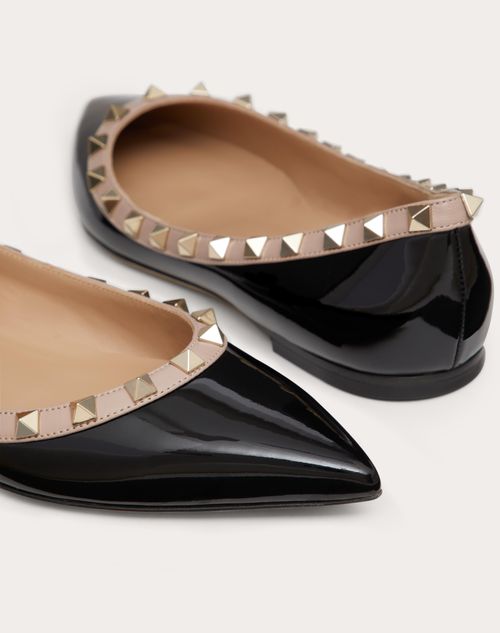 Patent Rockstud Ballet Flat for Woman in Poudre Valentino ID