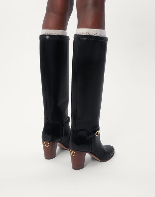 Valentino Garavani - Pattie Calfskin Boot 75mm - Black - Woman - Boots