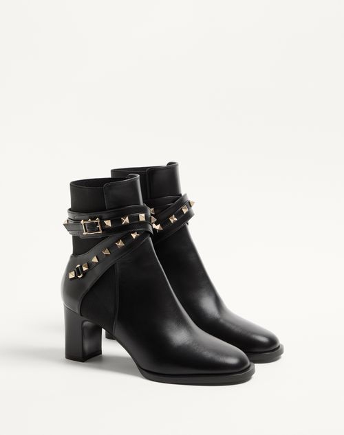 Valentino Garavani - Rockstud 70mm Calfskin Ankle Boot - Black - Woman - Boots