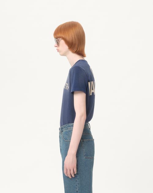 Cotton T-shirt With Chez Valentino Print And Patch for Man Cotton T-shirt With Chez Valentino Print And Patch for Man
